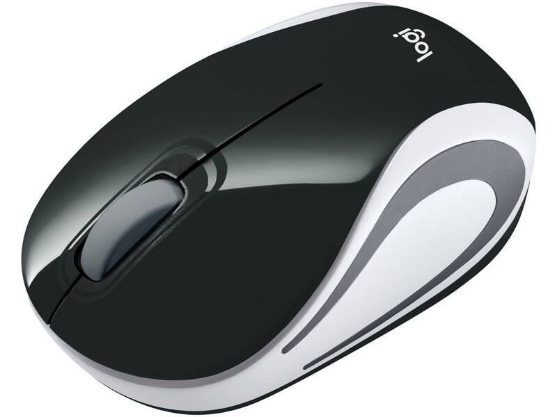 Mini Mouse sem Fio Logitech Laser 1000DPI 3 Botões - M187 Preto